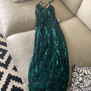 Emerald Sequin midi Prom Dress